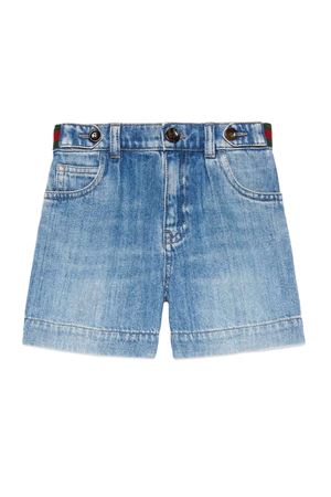 Blue washed denim bermuda GUCCI KIDS | 759867XDCRW4447